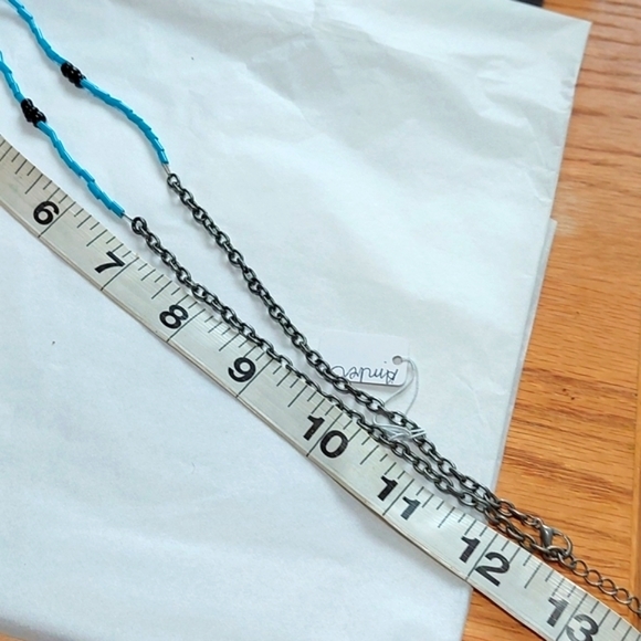 Baltic Amber Turquoise Colored Glass Bugle Beads.Adjustable Necklace. - Picture 3 of 5